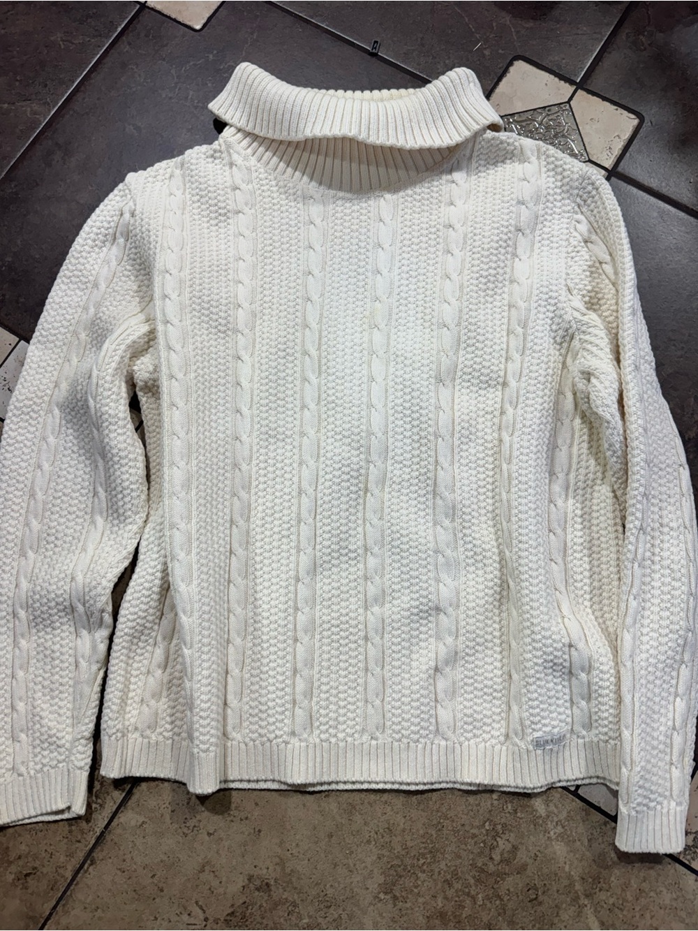 Blue Willi's Cream Cable Knit Turtleneck Sweater